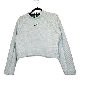 Nike Womens White & Green Long Sleeve Waffle Knit Cropped Sweatshirt‎ Size S